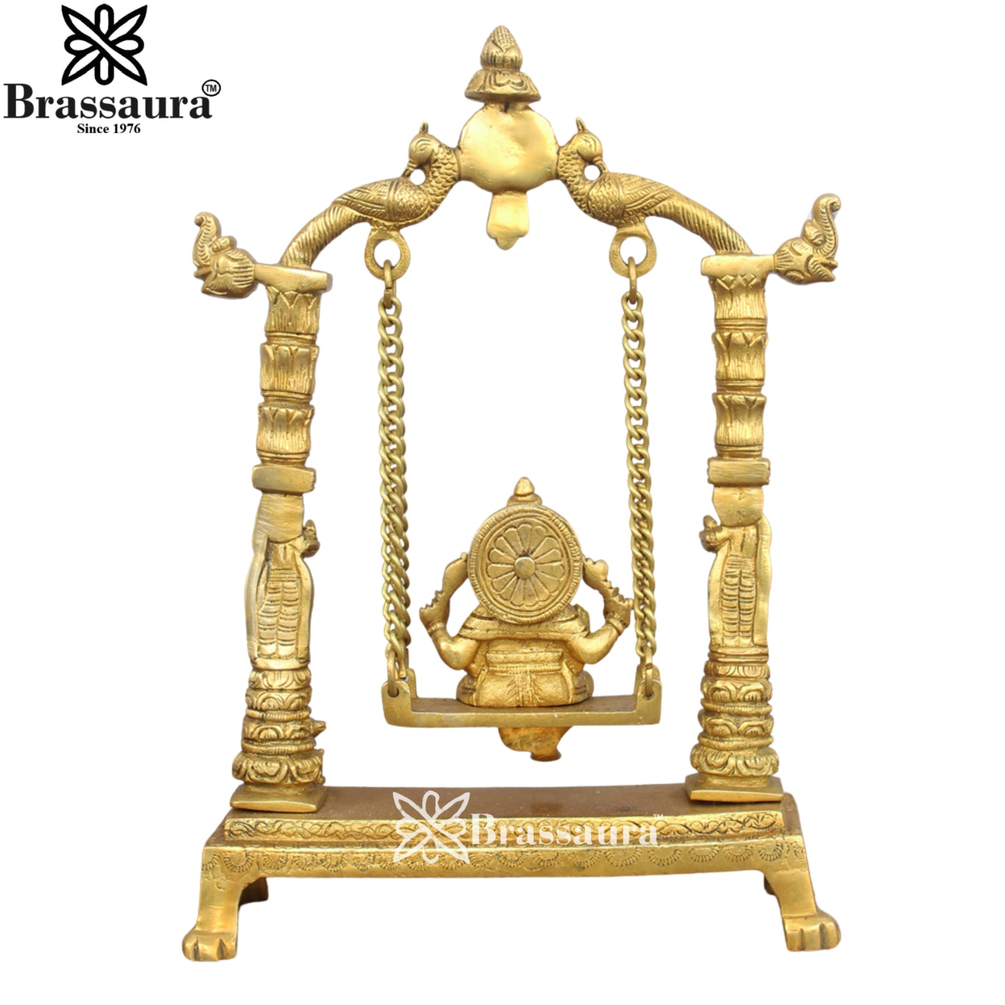 Brass Jhula Ganesha Statue Weight 2.7 Kg & Height 12 Inch
