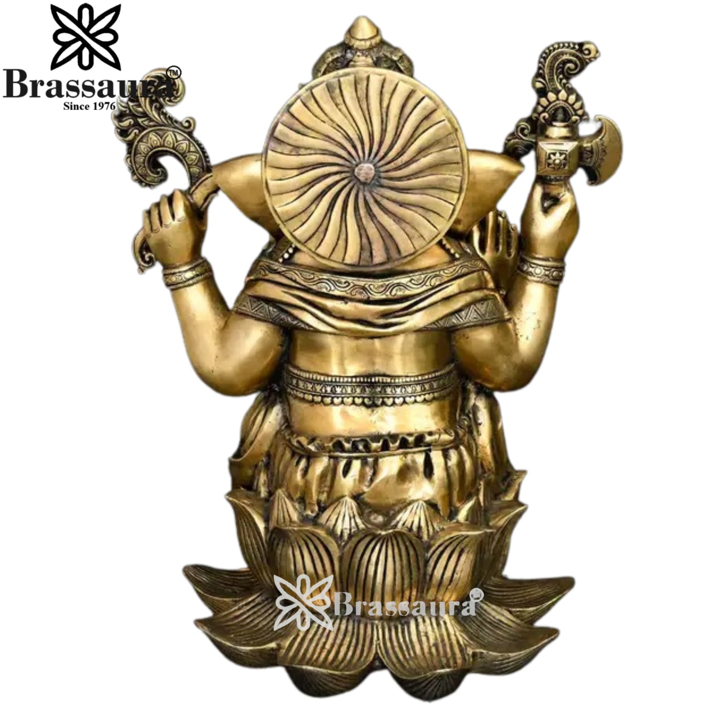 Brass Lotus Ganesha Statue Weight 31.27 Kg And Height 22 Inch
