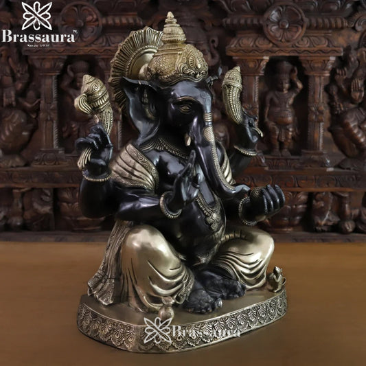 Brassaura™ Brass Ganesha Statue | Height 21 Inches & Weight 24.42 Kgs