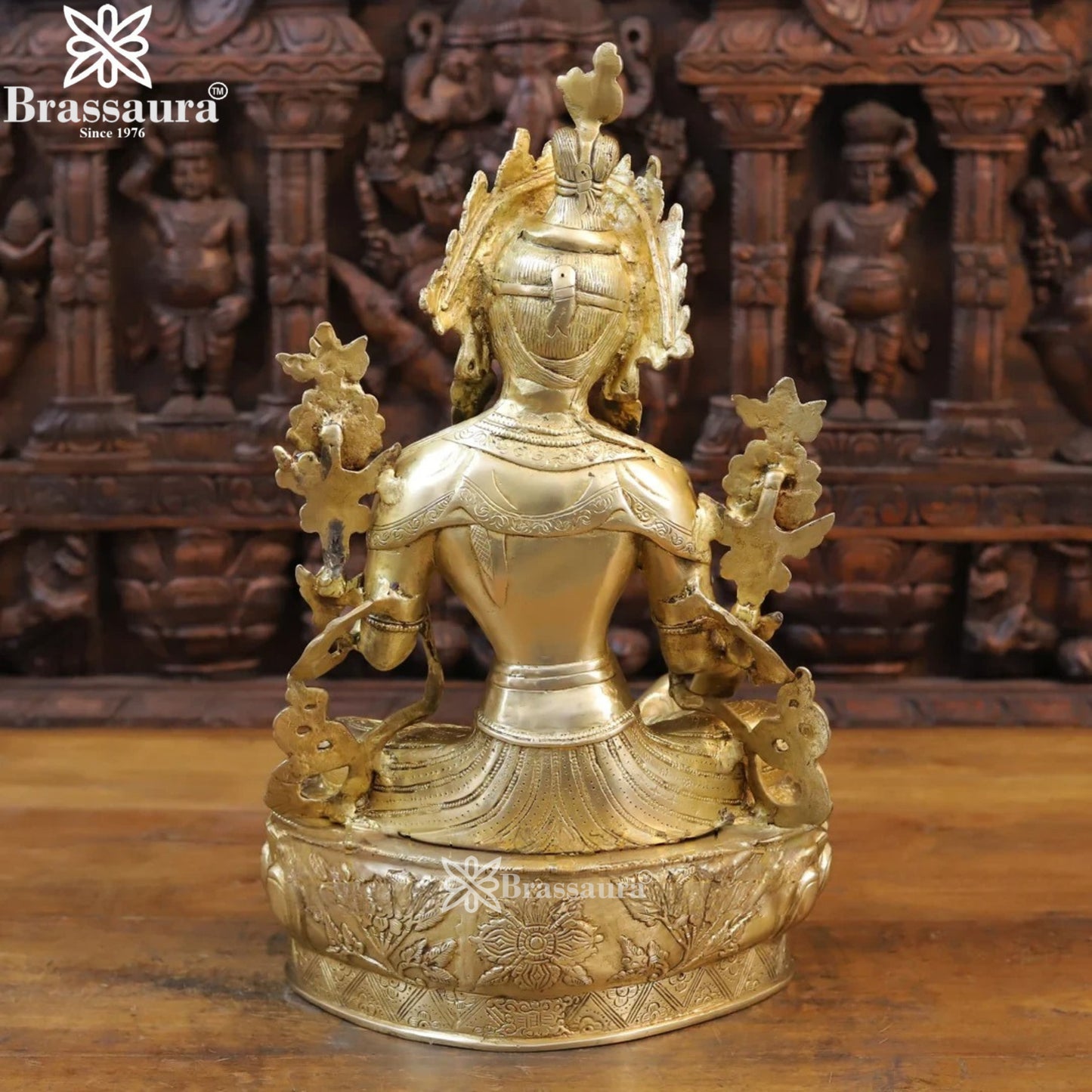 Brass Vintage Gold Tara Statue Weight 11.74 Kg And Height 19 Inch