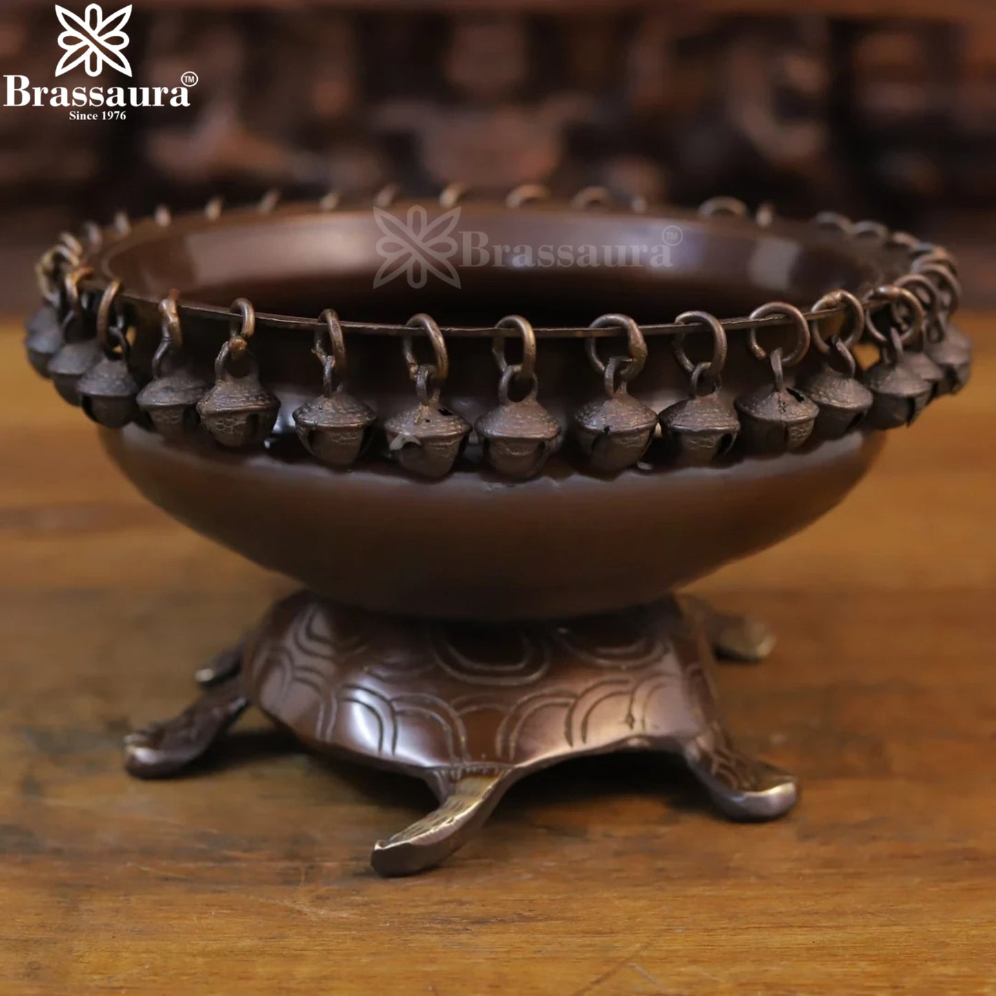 Brassaura™ Brass Turtle Urli Statue – Height 5 Inches & Weight 2.3 Kgs | Elegant Home Accent