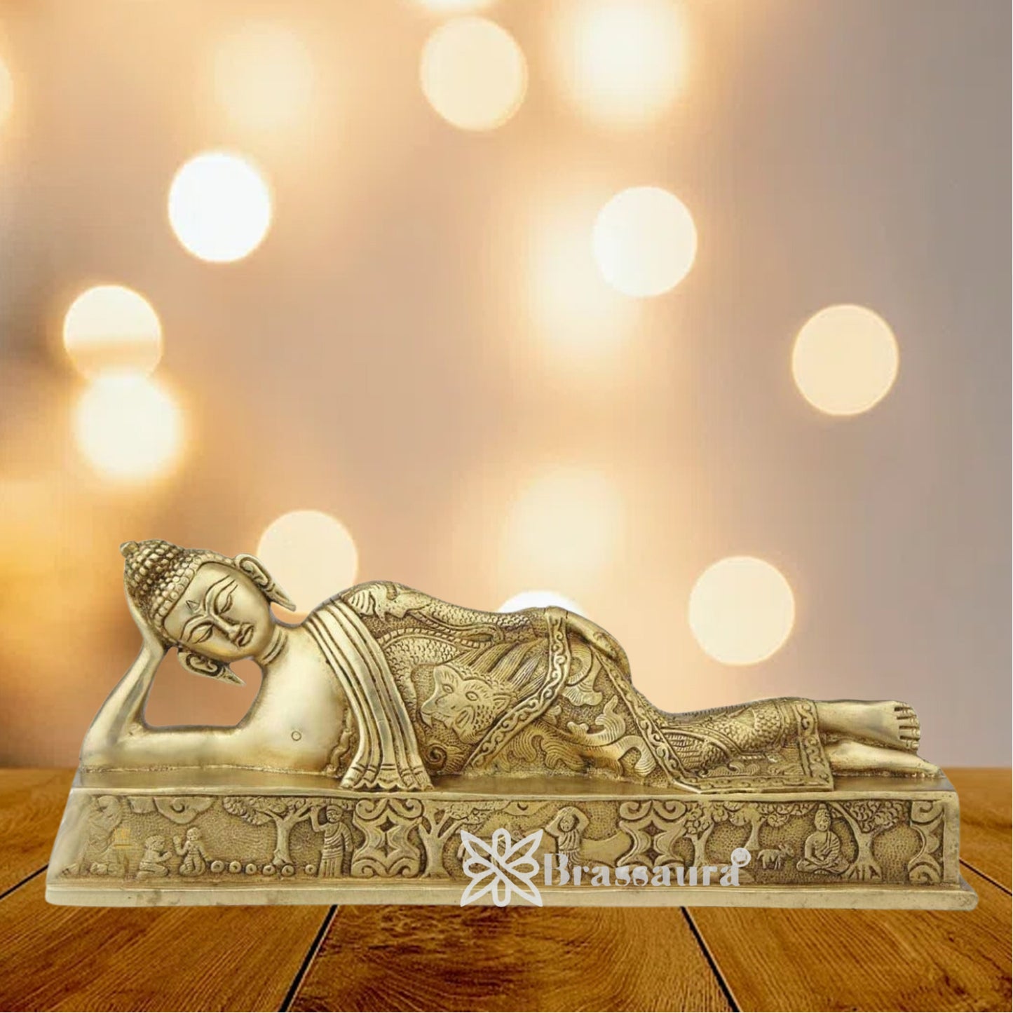 Brass Relaxing Royal Golden Buddha Weight 2.9 Kg & Height 5 Inch