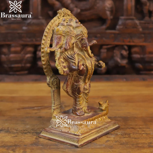Brass Ring Ganesha Weight 3.88 Kg & Height 11 Inch