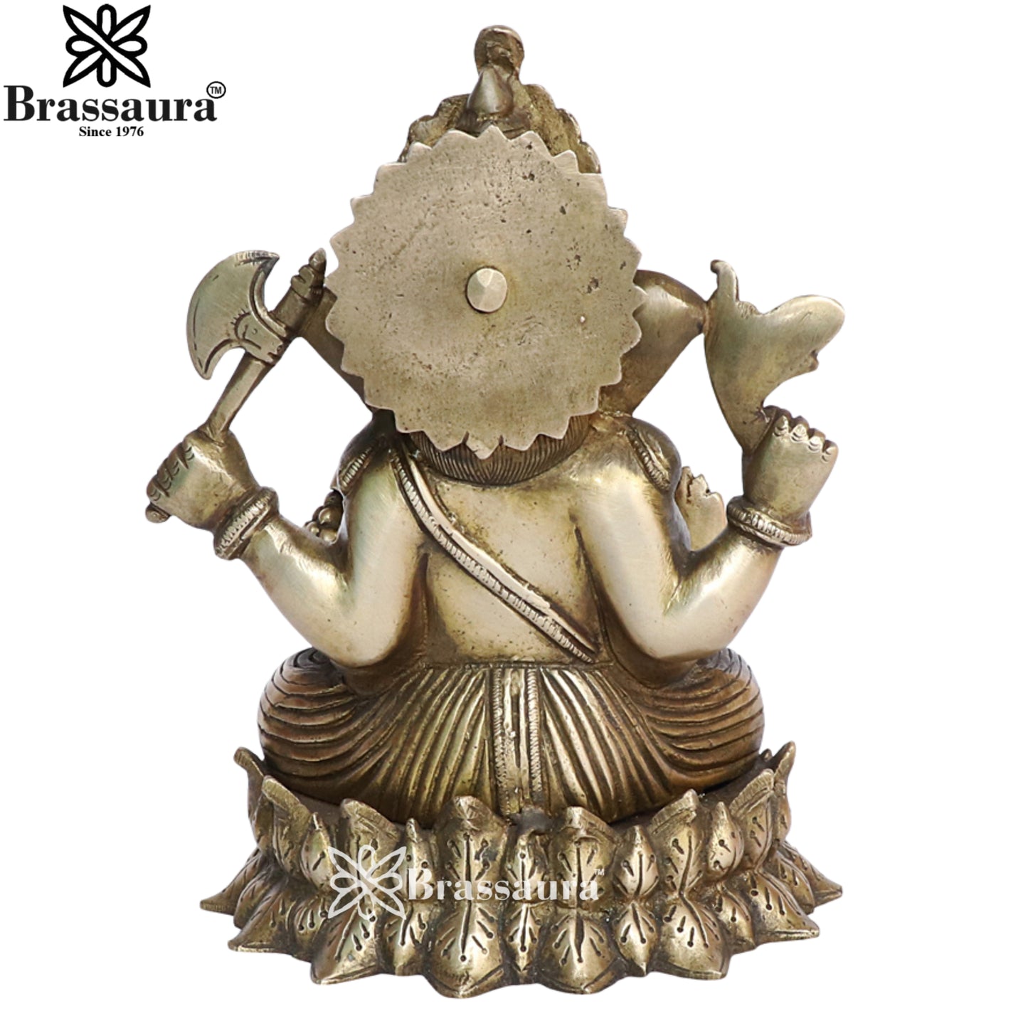 Brass Lotus Ganesha Weight 4.4 Kg & Height 10 Inch