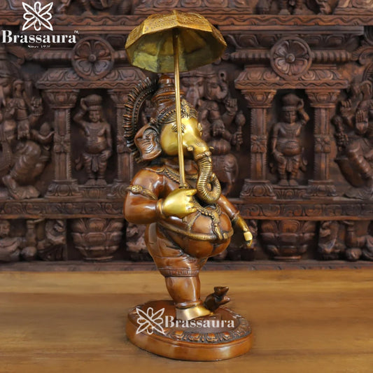 Brass Umbrella Ganesha Weight 13.7 Kg & Height 24 Inch