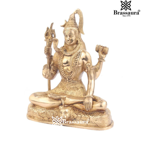 Brassaura™ Devotional Brass Lord Shiva Statue – Height 9 Inches & Weight 2.8 Kgs