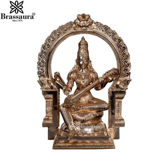 Bronze Saraswati Statue Weight 7.2 Kg And Height 13 Inch