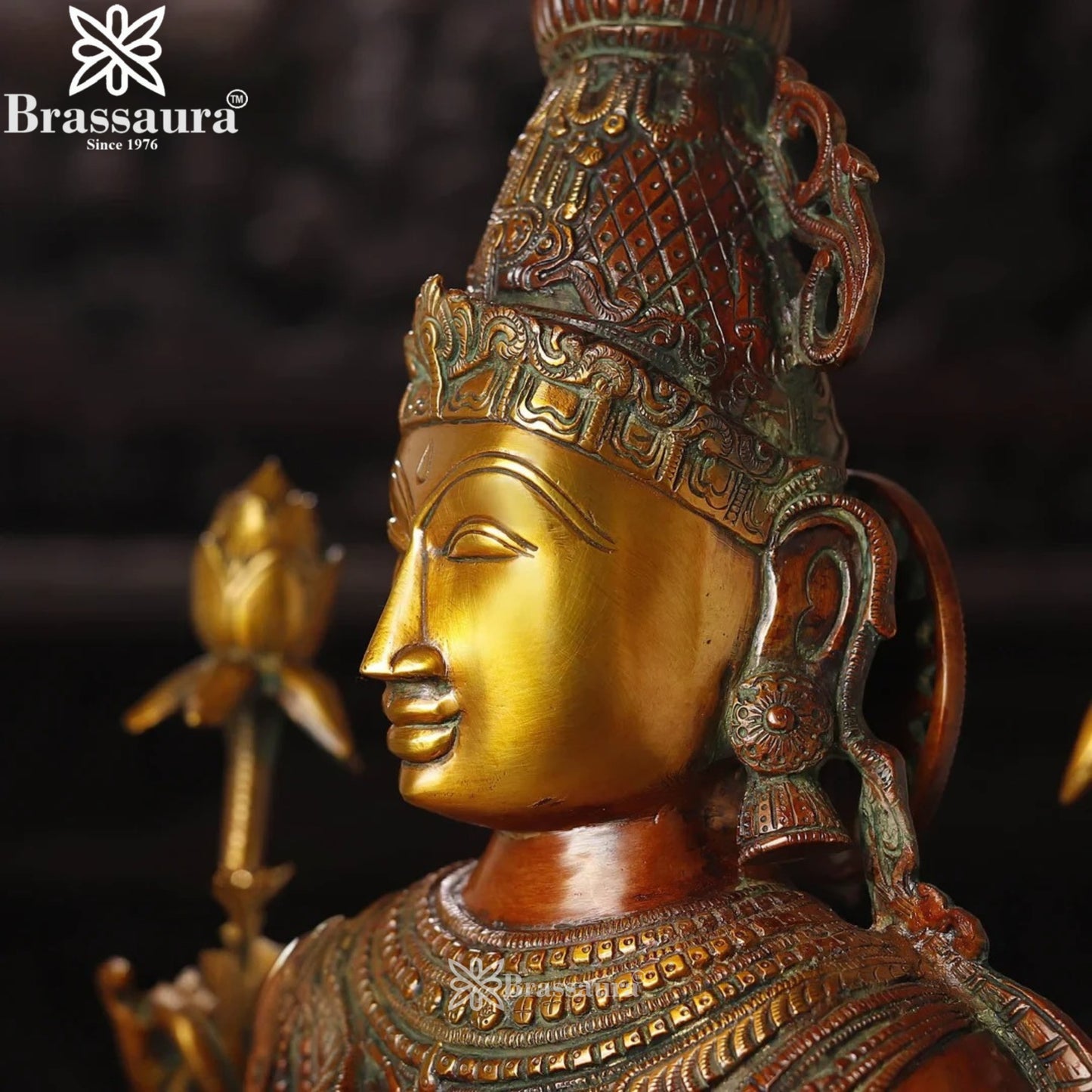 Brassaura™ Sacred Brass Laxmi Murti – Height 39. 5 Inches & Weight 31.07 Kgs | Spiritual Home Idol