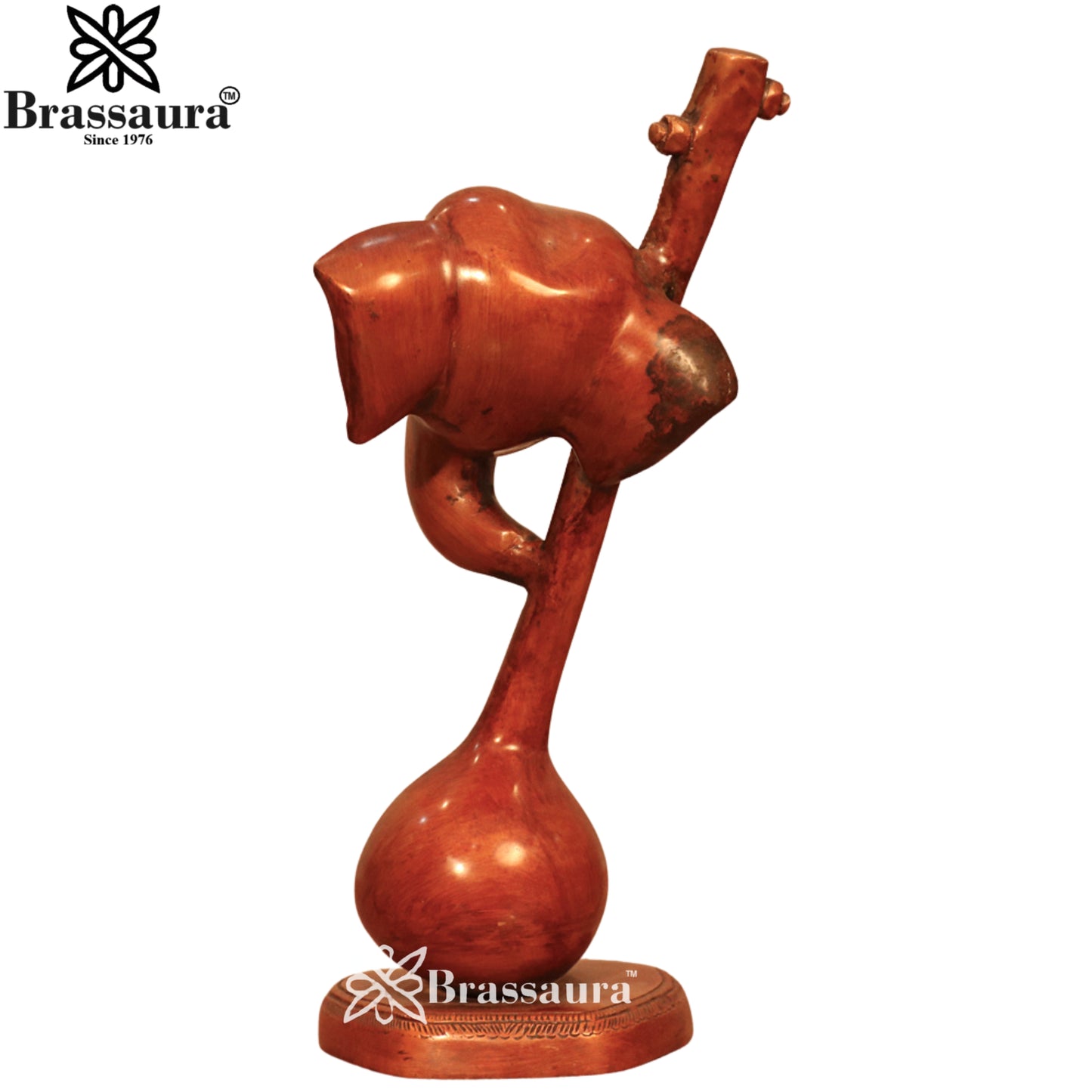 Brass Ganesha & Guitar Statue Weight 2.8 Kg & Height 11.6 Inch