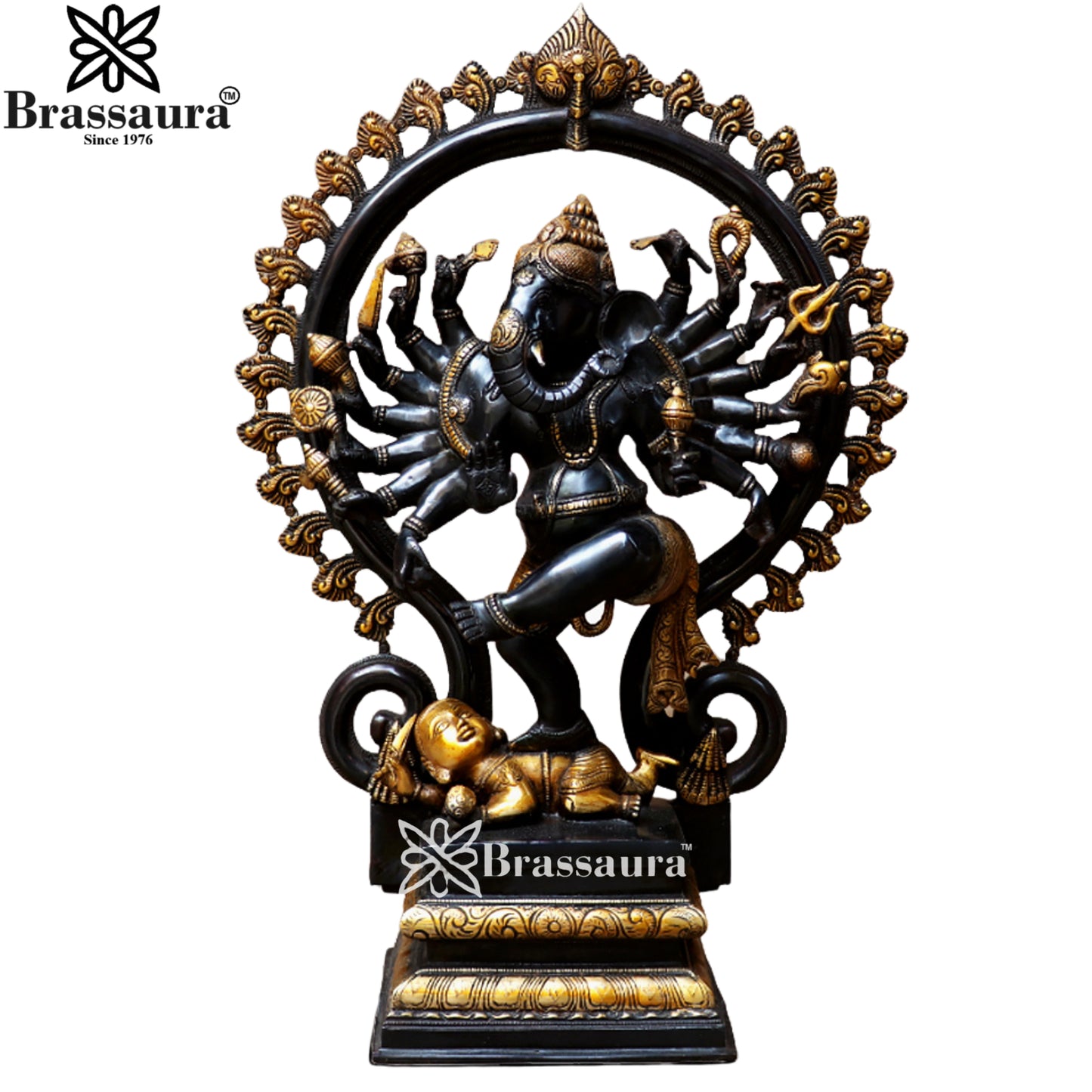 Brass Ring Ganesha Statue Weight 20.3 Kg & Height 25 Inch