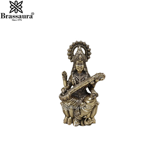 Brass Superfine Saraswati Statue Weight .164 Kg And Height 4 Inch
