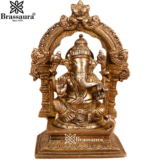 Brass Ring Ganesha Statue Weight 4 Kg & Height 8 Inch