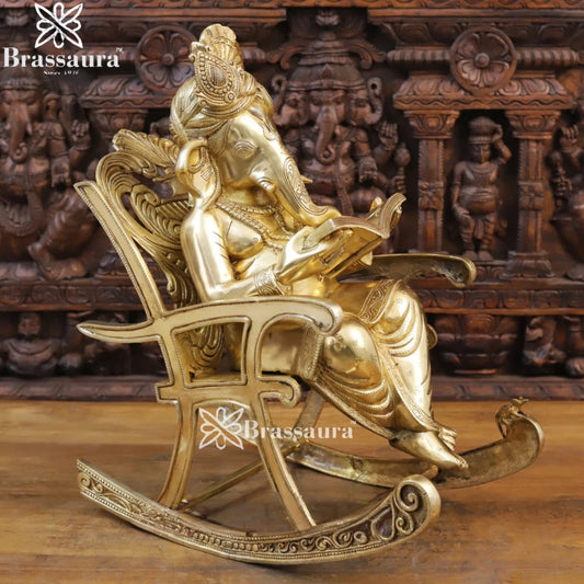 Brass Ganesha With Chair Weight 24.3 Kg & Height 23 Inch