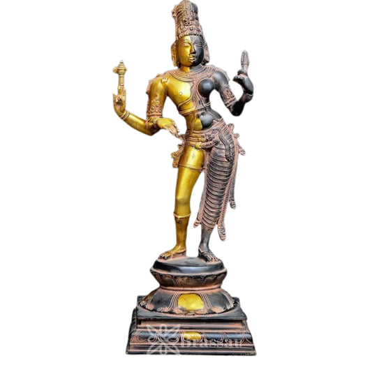 Brass Aardhnareshwar Statue Weight 11.28 Kg And Height 23.5 Inch