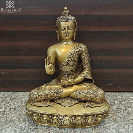 Brass Blessing Antique Buddha Weight 22 kg & Height 22 Inch