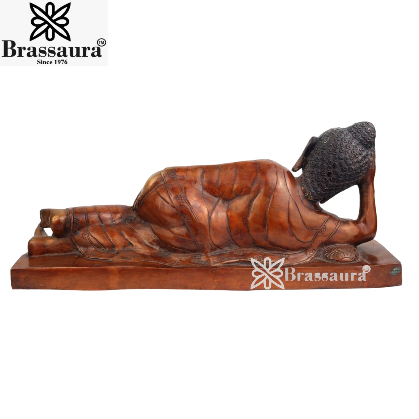 Brass Sleeping Buddha Weight 19 Kg & Height 12 Inch