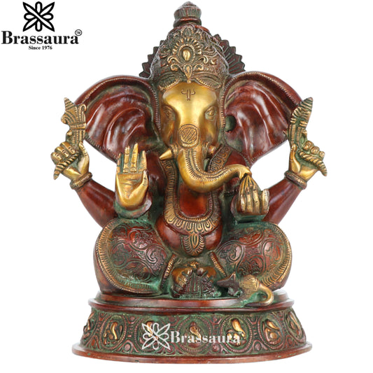 Brass Ganesha Statue Weight 6.5 Kg & Height 10 Inch