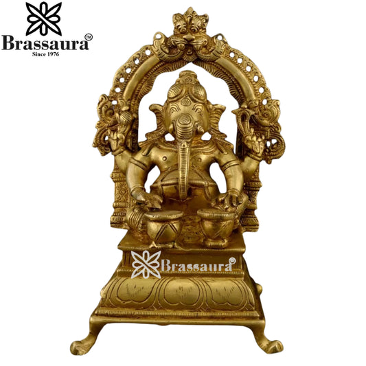 Brass Music Ganesha Play Tabla Statue Weight 1.98 Kg And Height 7.8 Inch
