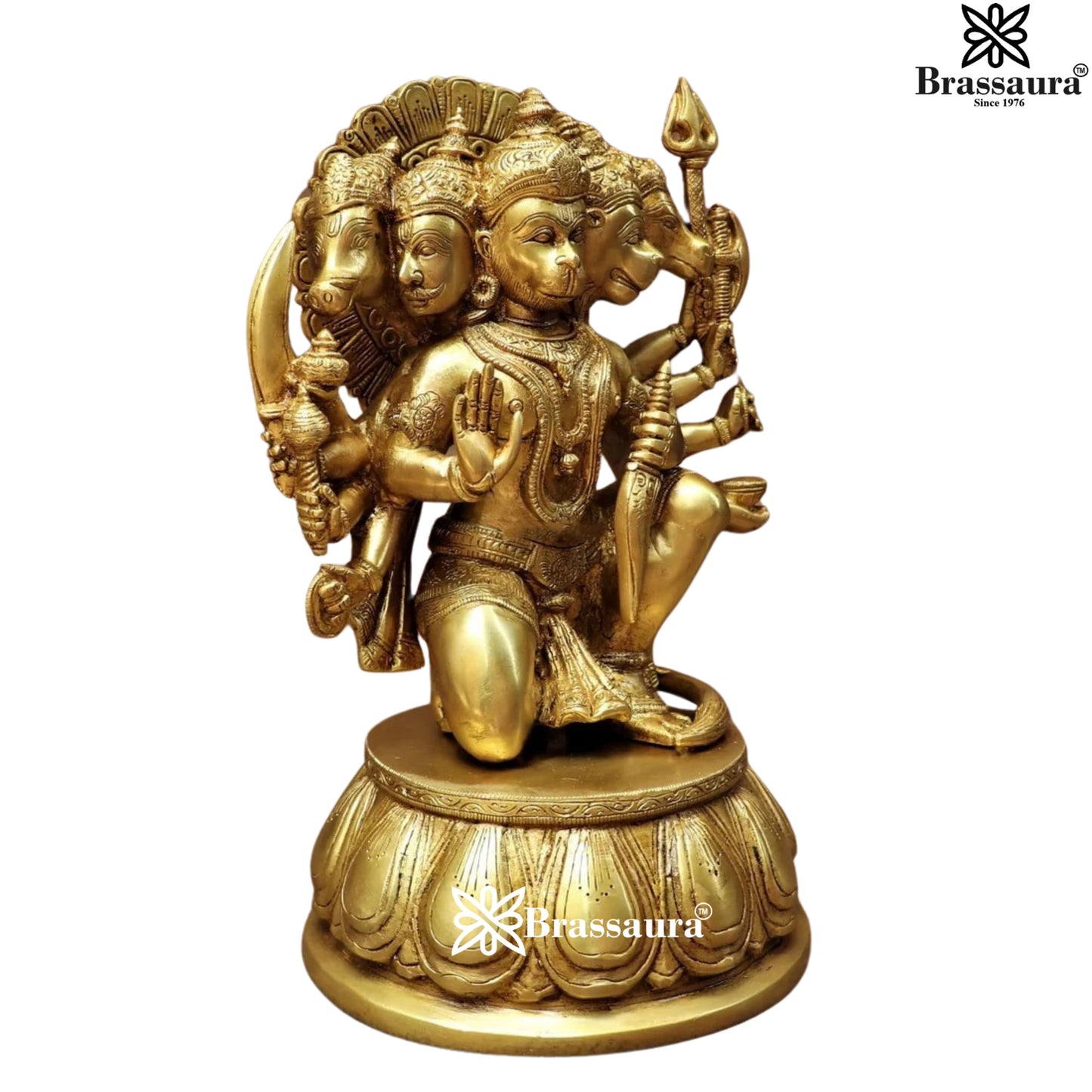 Brass Panchmukhi Hanuman Statue Weight 7.3 Kg And Height 12 Inch
