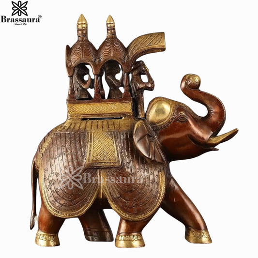 ब्रास बिग एलिफेंट घर की सजावट और उपहार के लिए, वज़न 7.6 किलो, ऊंचाई 12 इंच