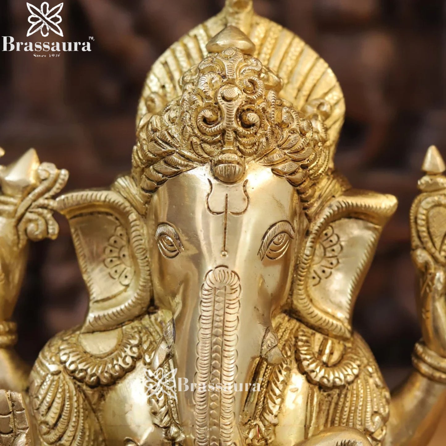 Brass Ganesha On Turtle Weight 7.46 Kg & Height 13 Inch