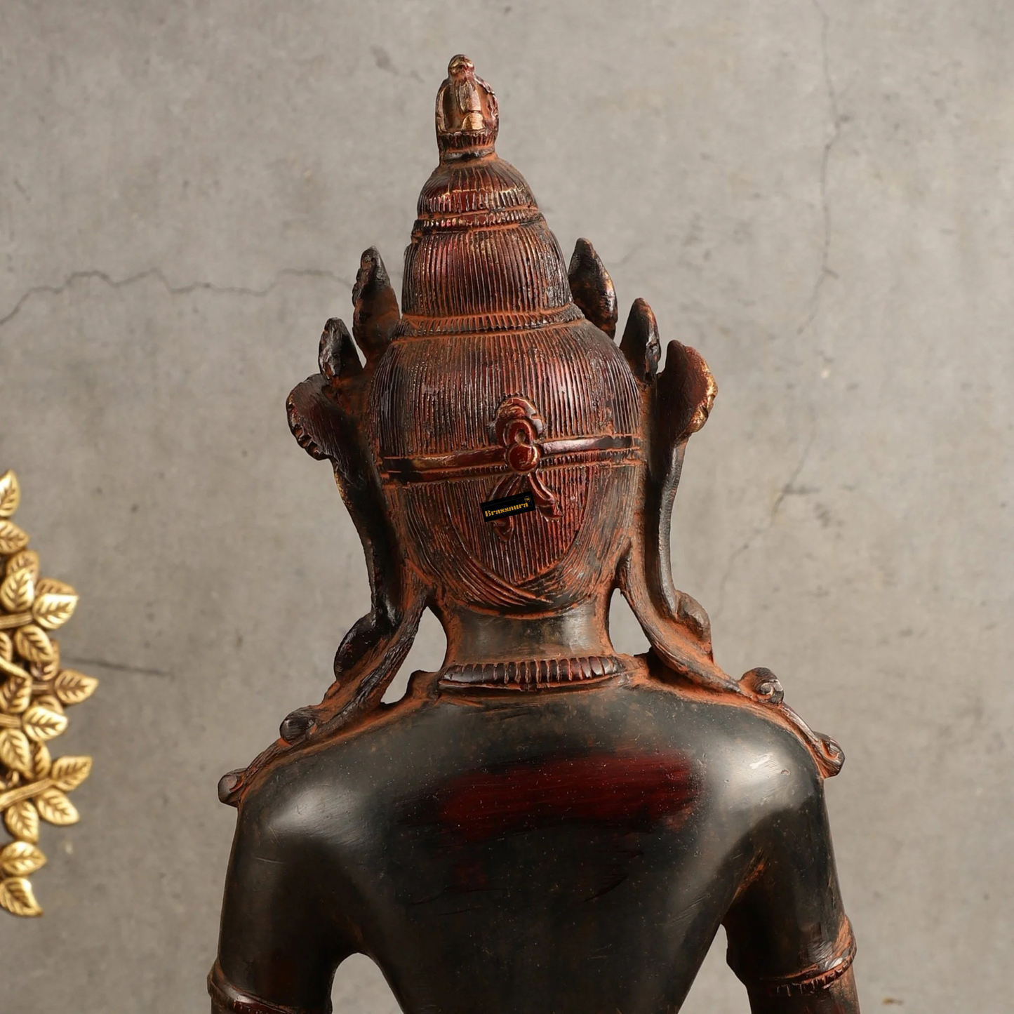 Brassaura™ Pure Brass Blessing Buddha Statue in Green Antique Finish – Height 10.5 Inches, Weight 3.42 Kgs (Copy) (Copy)