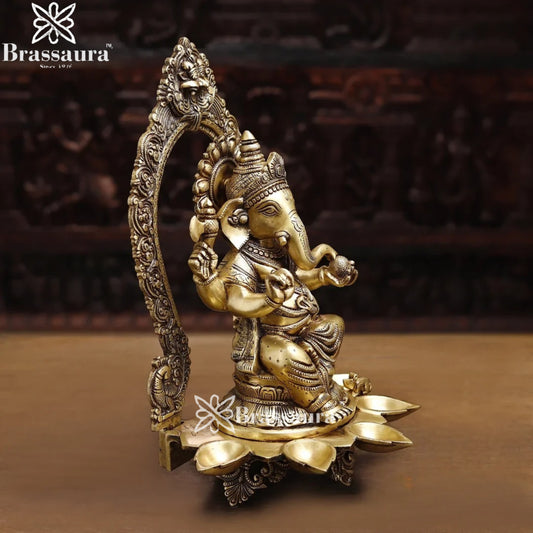 Brass Ring Ganesha Weight 12.6 Kg & Height 18 Inch