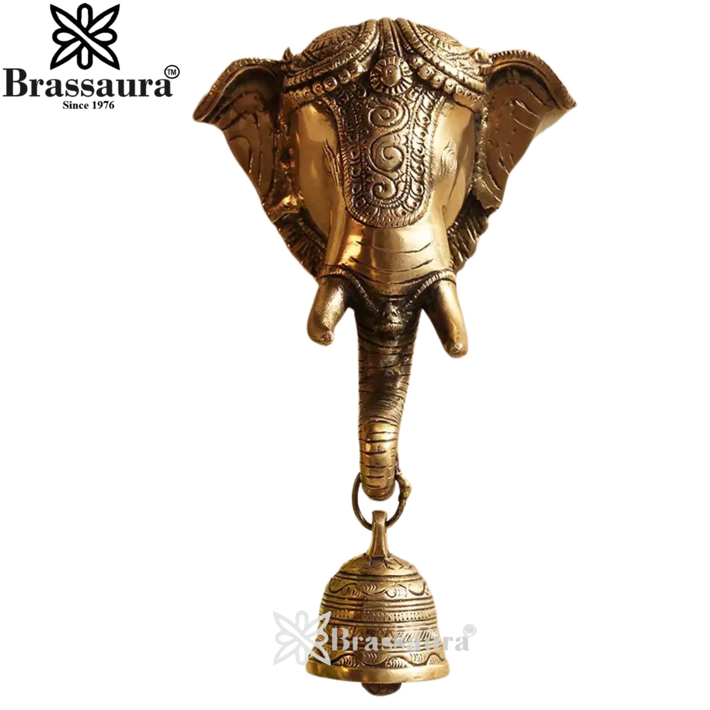 Brass Ganesha Wall Hanging Statue Weight 2.17 Kg And Height 10 Inch