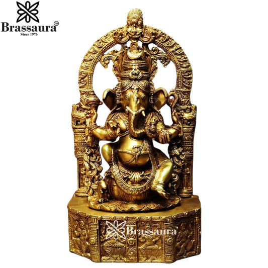 Brass Ring Ganesha Statue Weight 14.5 Kg & Height 20 Inch