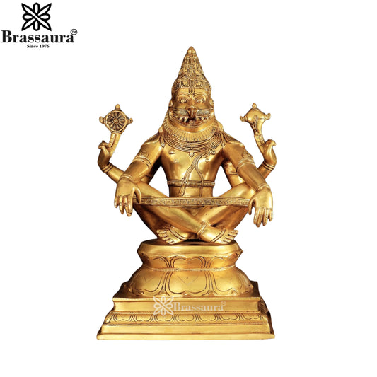 Brass Narshimha Statue For Home Decor And Gift Items Weight 22 Kg And Height 19 Inches