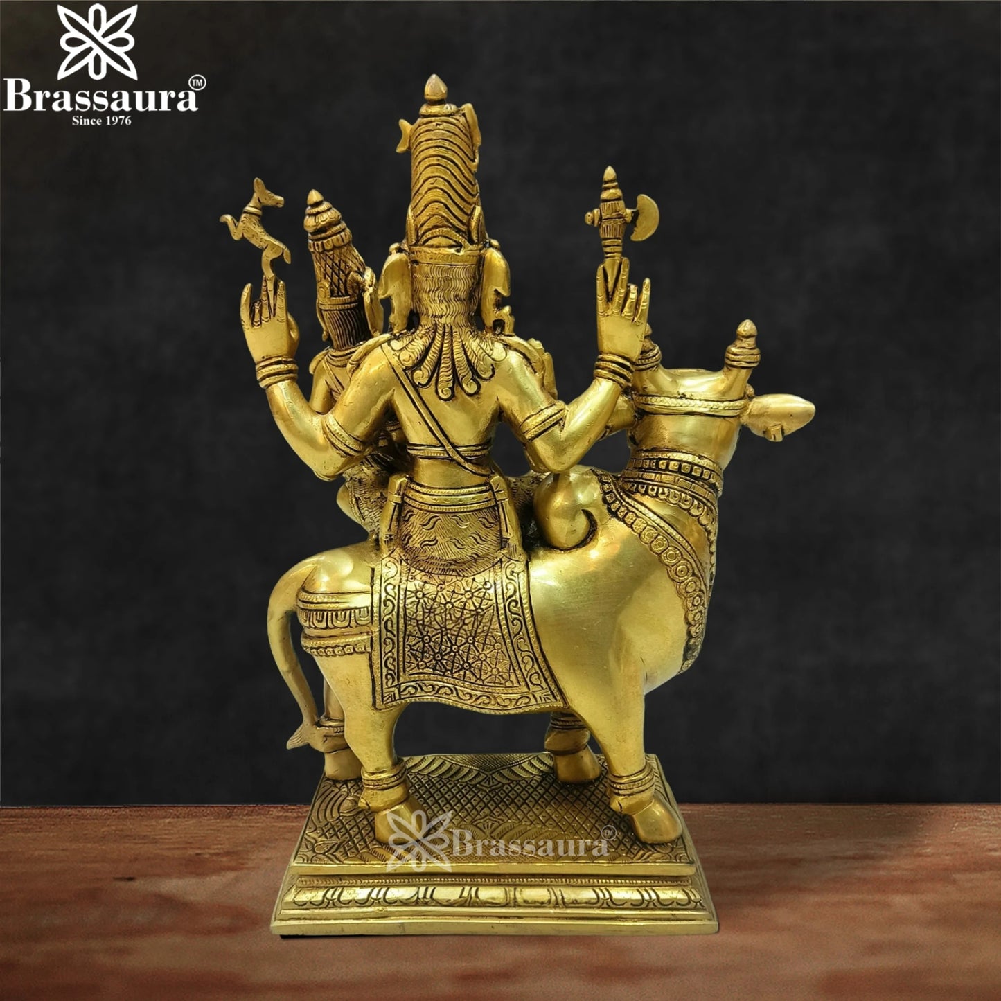 Brass Lord Shiv With Parvati & Nandi Statue Weight 12.3 Kg And Height 15.7 Inch