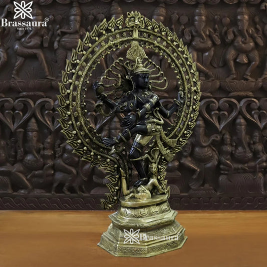 Brass Antique Gold Dancing Natraj Statue Weight 18.5 Kg And Height 29 Inch