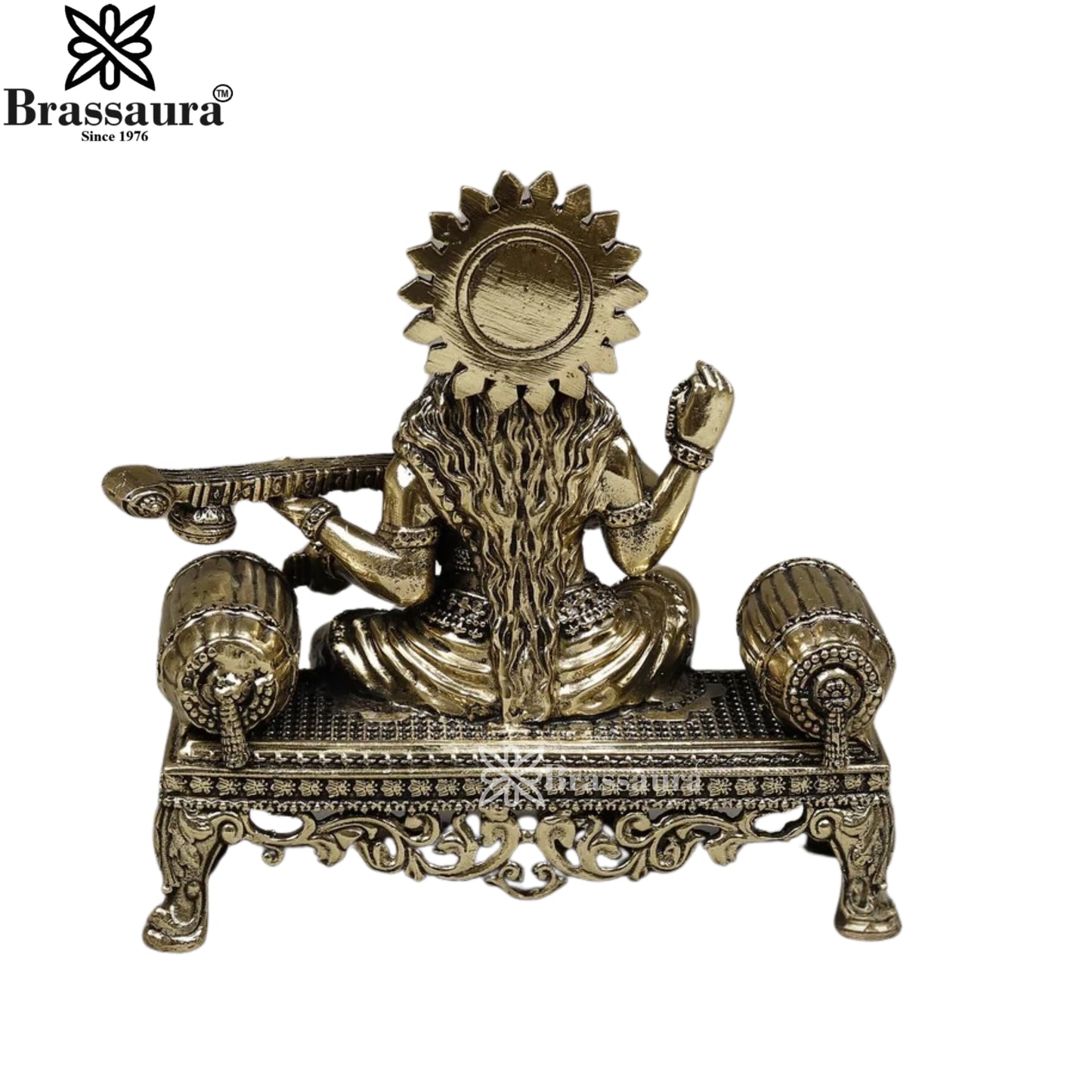 Brass Superfine Saraswati Statue Weight .828 Kg And Height 6 Inch