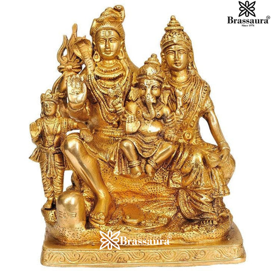 Brass Royal Golden Shiv Family Weight 4 Kg & Height 8 Inch