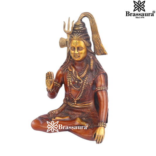 Brassaura™ Handcrafted Brass Shiva Idol – Height 12 Inches & Weight 5 Kgs | Spiritual Décor