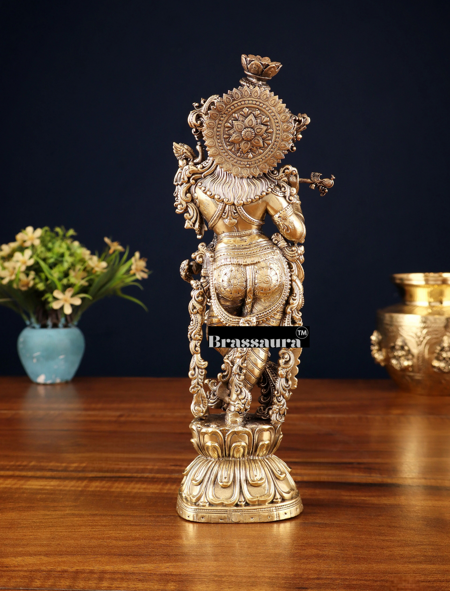 Brassaura™ Brass Lord Krishna Idol – Height 12 Inches & Weight 1.1 Kgs