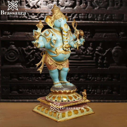 Brass Standing Ganesha Weight 45.7 Kg & Height 36 Inch