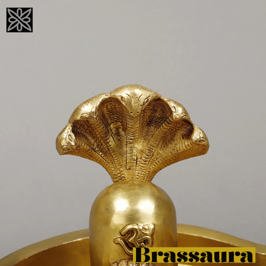 Brassaura™ Pure Brass Shivling– 8 Inch Height, 5.750 Kg Weight – Handcrafted Sacred Symbol of Lord Shiva