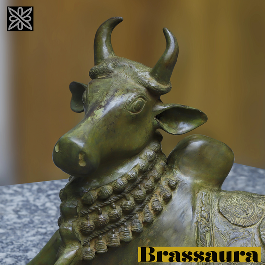Brassaura™ Brass Nandi Statue | 18 Inches Height | 17.9 Kgs Weight | Elegant Finish