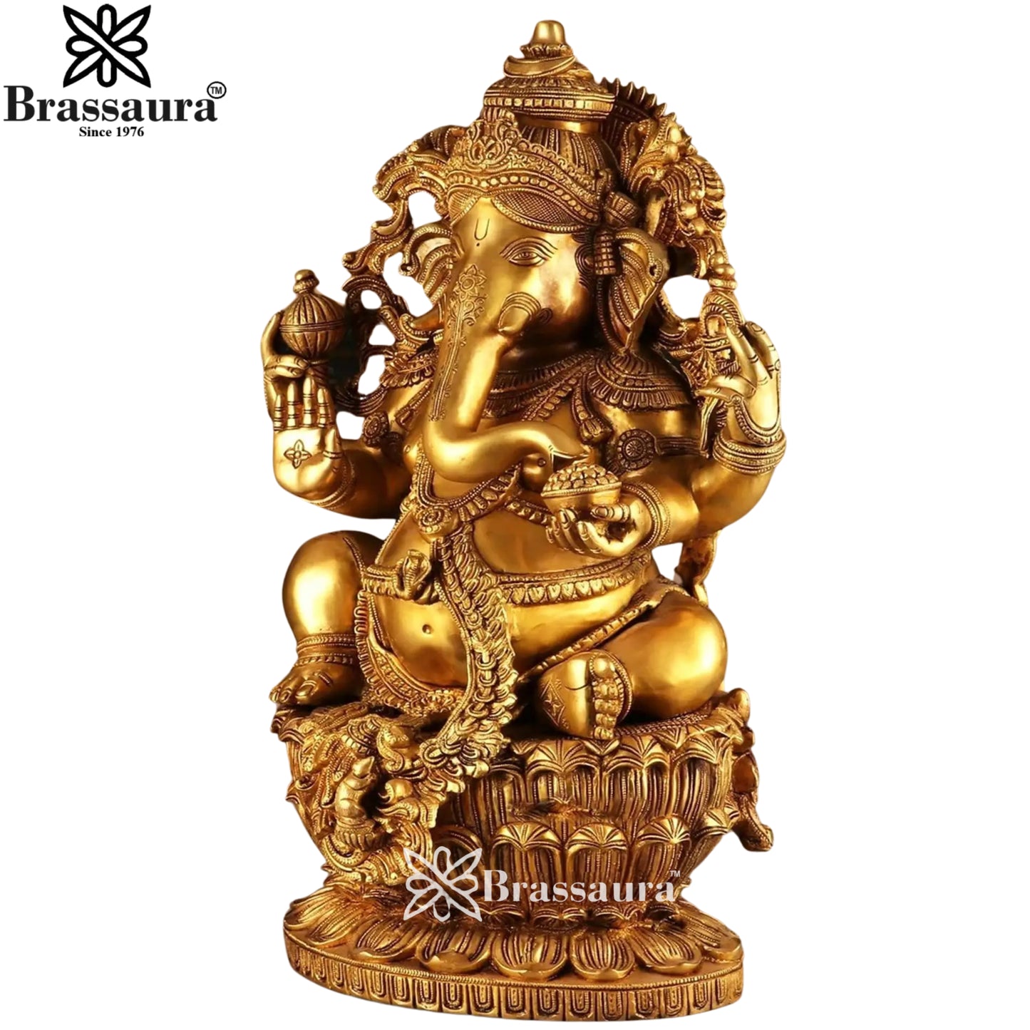 Brass Artistic Ganesha Statue Weight 34 Kg & Height 24 Inch