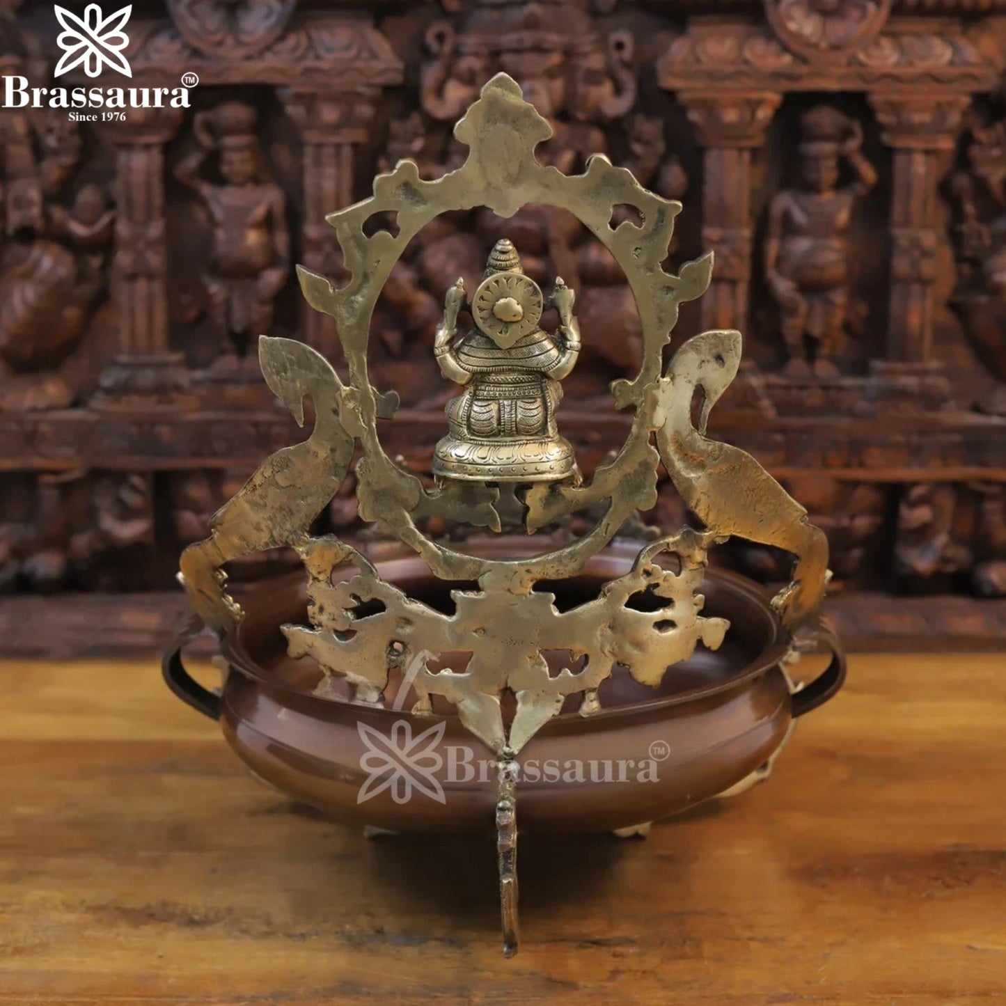 Brassaura™ Brass Ganesha Urli Statue – Height 19.5 Inches & Weight 11.46 Kgs | Traditional Home Décor