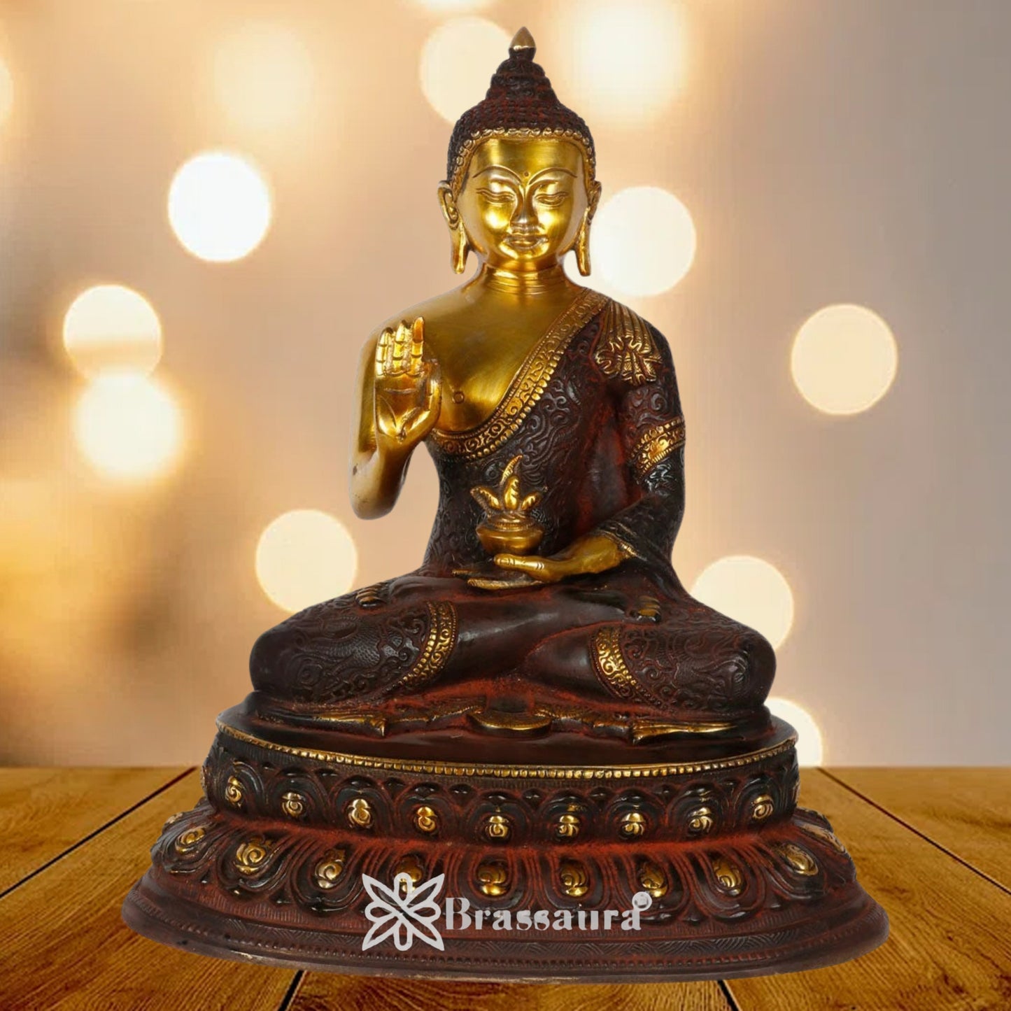 Brass Blessing Buddha Weight 7 kg & Height 12 Inch