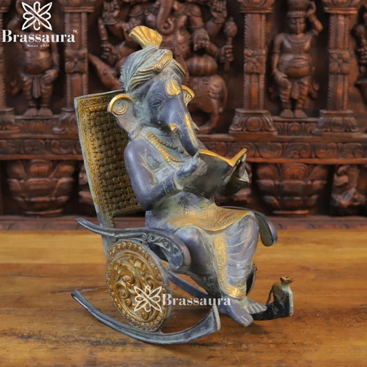 Brass Ganesha With Chair Weight 11.4 Kg & Height 16 Inch