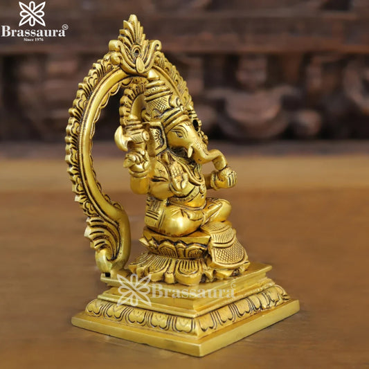 Brassaura™ Traditional Brass Laxmi Ganesha Murti – Height 8 Inches & Weight 3.3 Kgs | Puja & Temple Idol