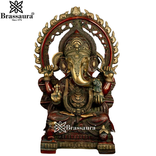 Brass Ring Ganesha Statue Weight 20.6 Kg & Height 21 Inch