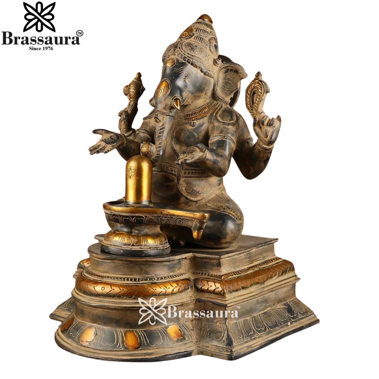 Brass Ganesha & Shivling Weight 10.5 Kg & Height 14.5 Inch