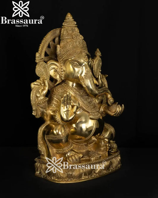 Brassaura™ Brass Ganesha Idol | Height 19.5 Inches & Weight 21 Kgs