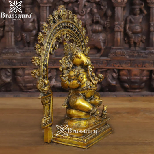 Brass Ring Ganesha Weight 8.58 Kg & Height 15 Inch