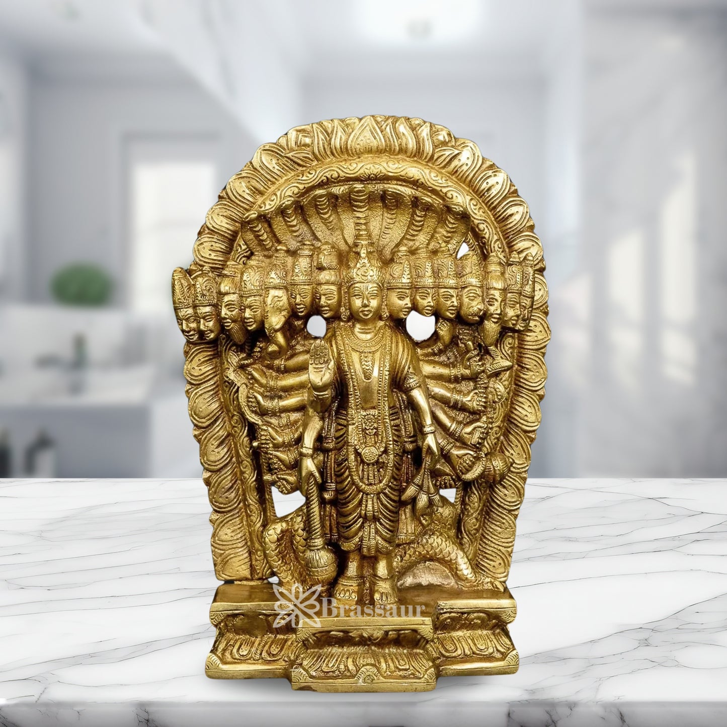 Brass Vishvarupa Vishnu Statue Weight 9.5 Kg And Height 15 Inch
