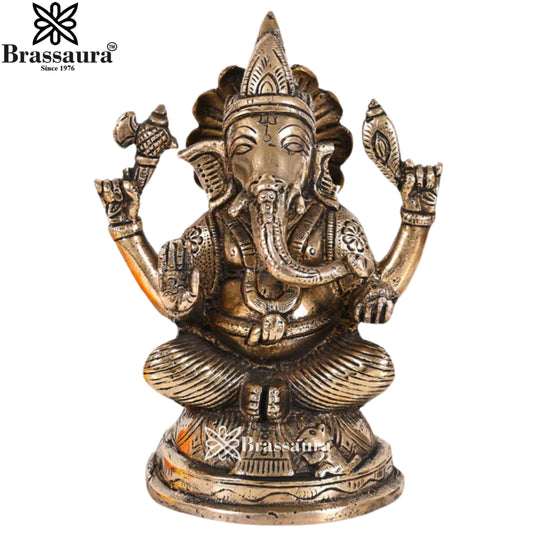 Brass Ganesha Statue Weight 1.23 Kg & Height 6 Inch